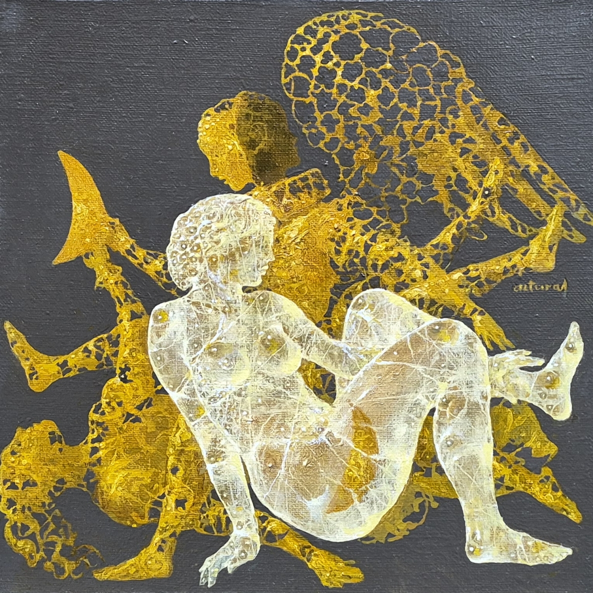 Dangaus kūnai. Mėnulio atradimas, 2026, drobė, aliejus, 40x40 cm 