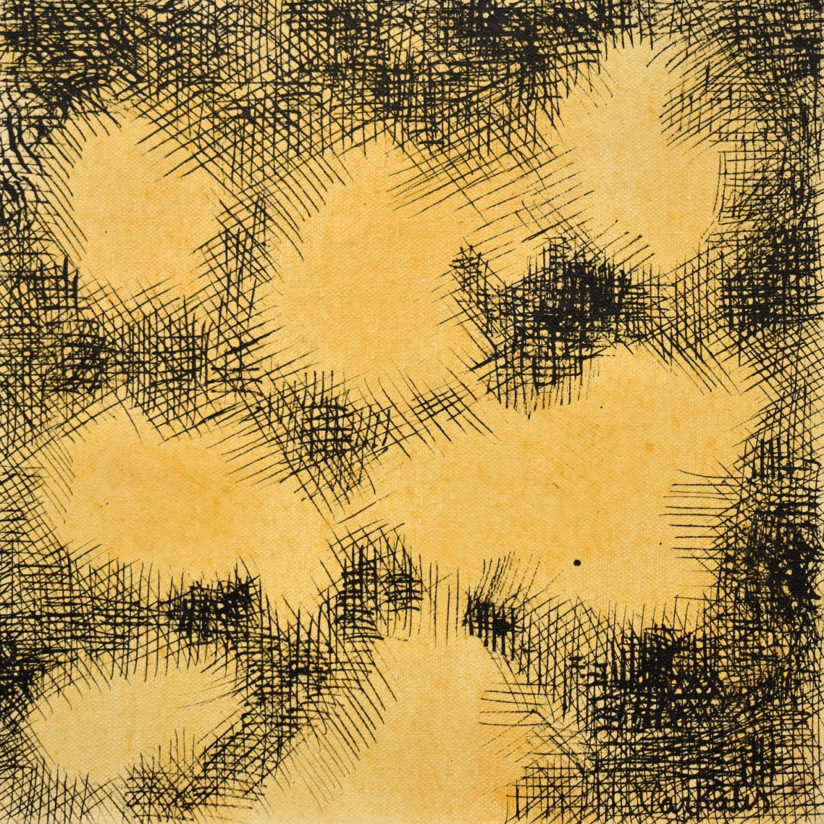 Debesys, 2022, drobė, akrilas, tušas, plunksna, 30x30 cm 