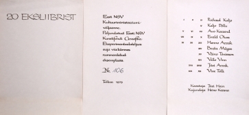 Ex libris, Tallinn, Estija, 1976, Nr. 106, 20 vnt.