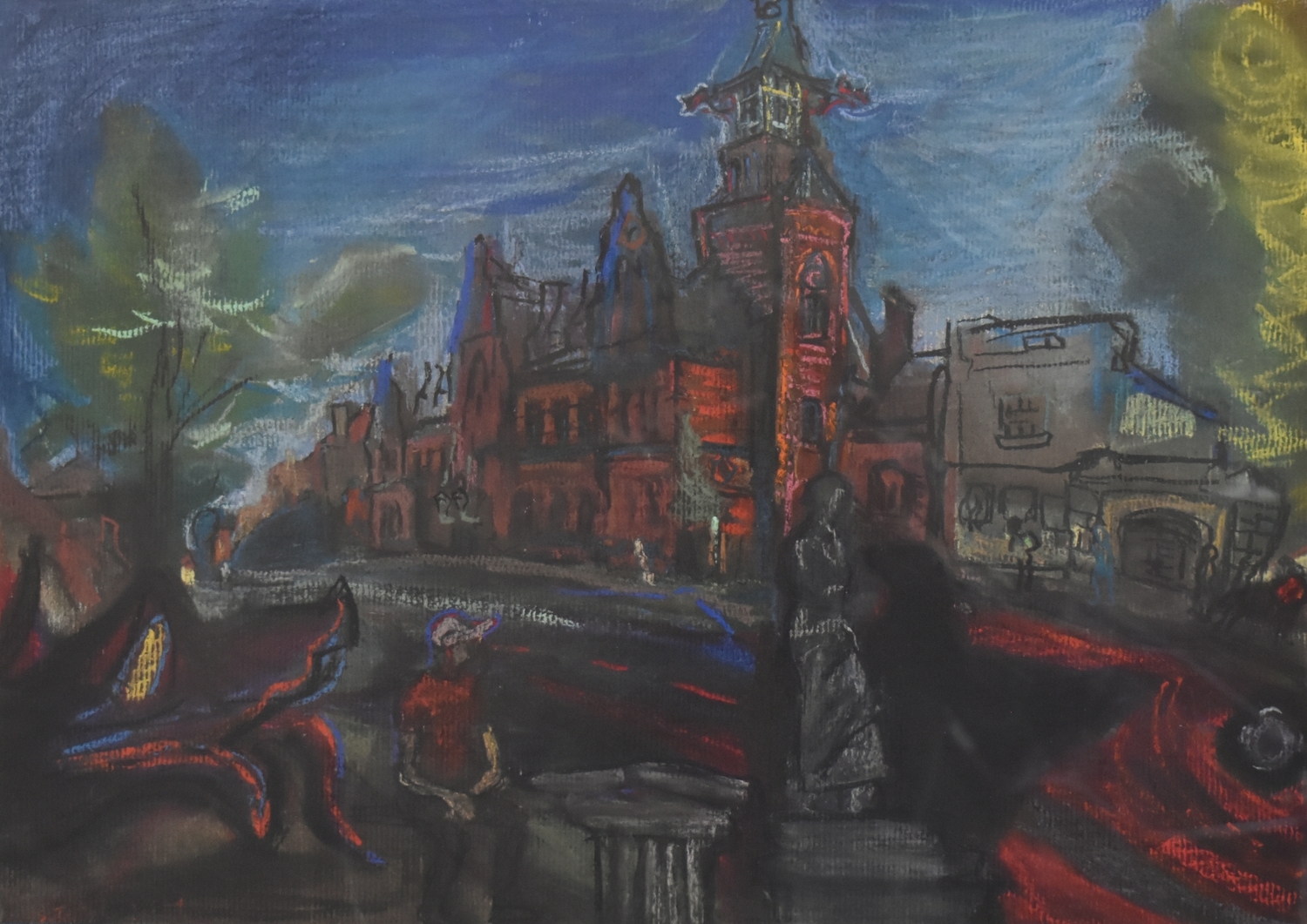Impressions of Liepų Street, 2021, pastel, paper, 49x68.5 cm, frame 65x83 cm