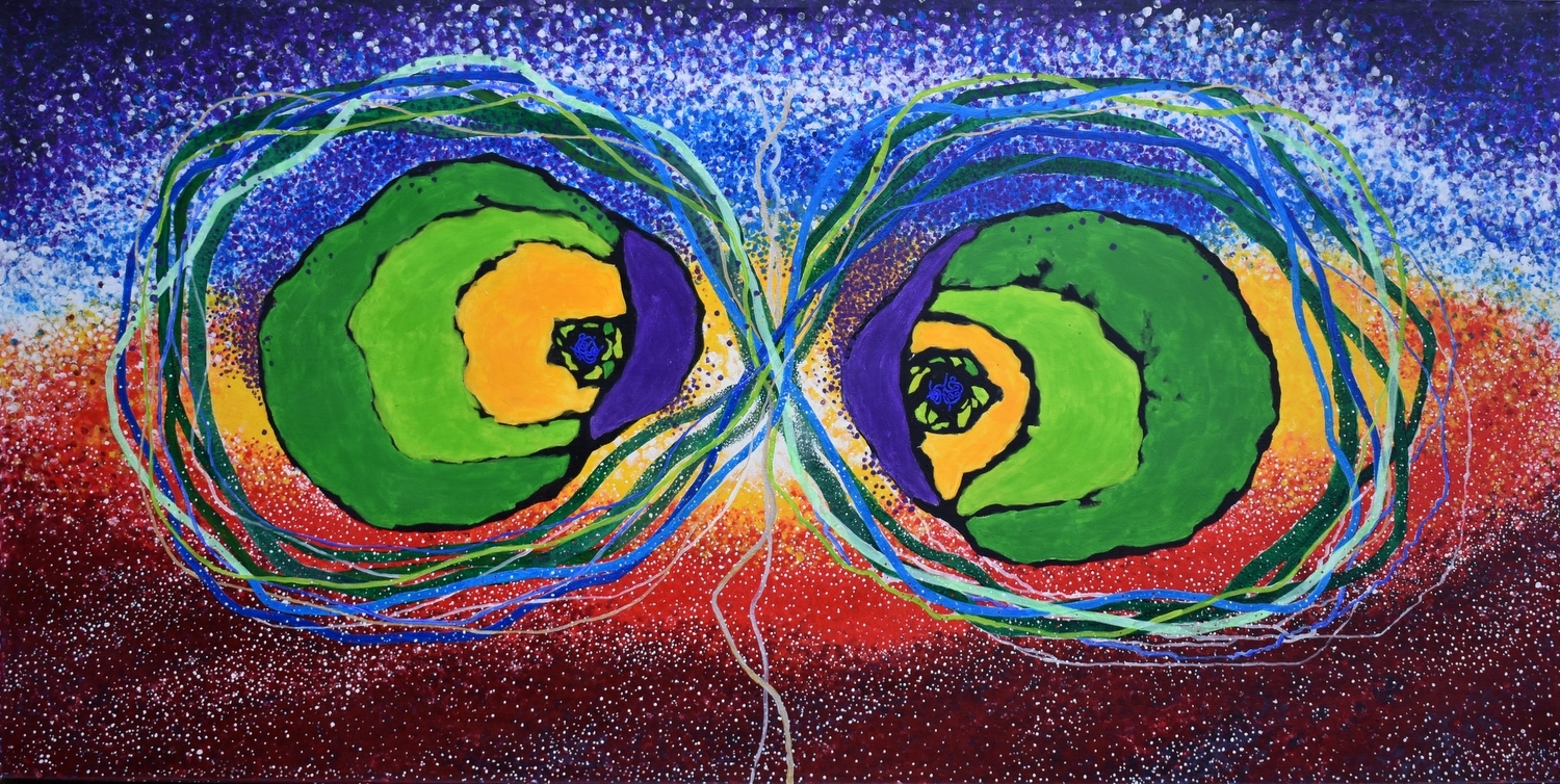 Palik viską, kas riša tave prie šio pasaulio, 2016, drobė, akrilas, 100x200 cm 