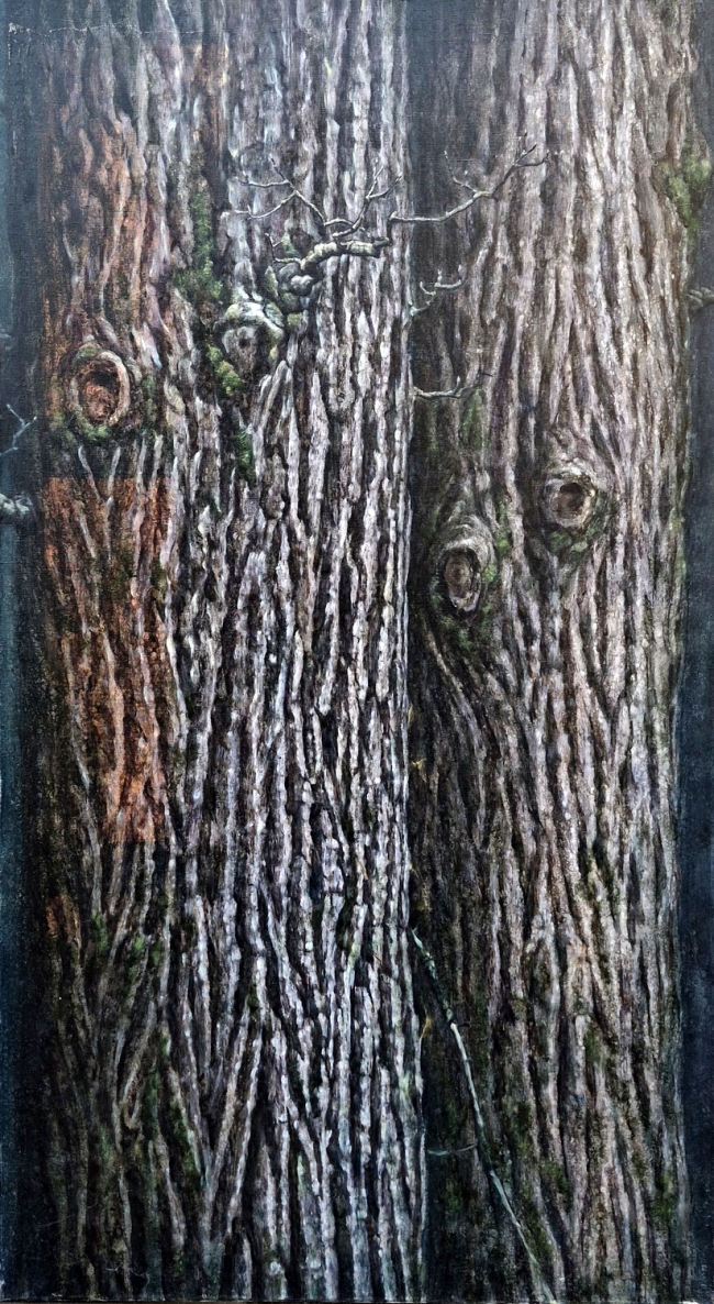 Two Tree Trunks, 2016, oil on canvas, 180x100 cm