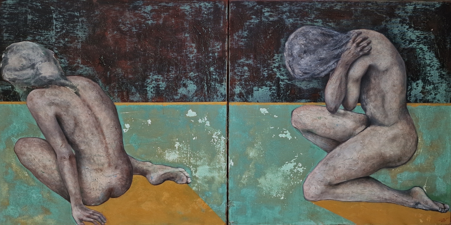 Dualumas, diptikas, 2024, drobė, akrilas, 100x200 cm