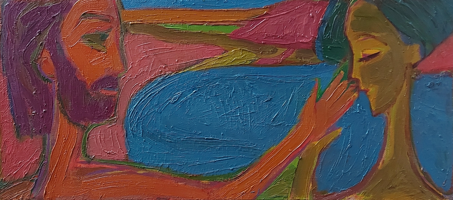 Dviese, 1993, drobė, aliejus, 40,5x89 cm