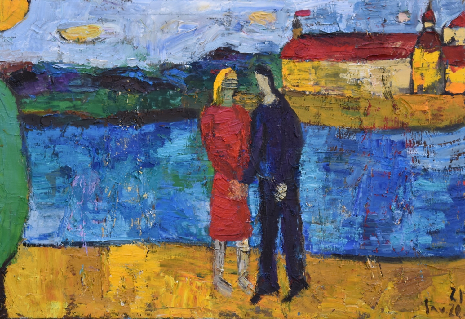 Together, 2020-21, oil on canvas, 75x110cm
