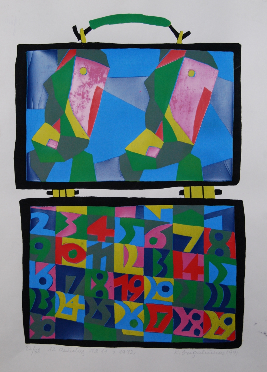 Dvylika dėžučių, Nr. 11, 1992, sp., lino ražinys, 38x25cm