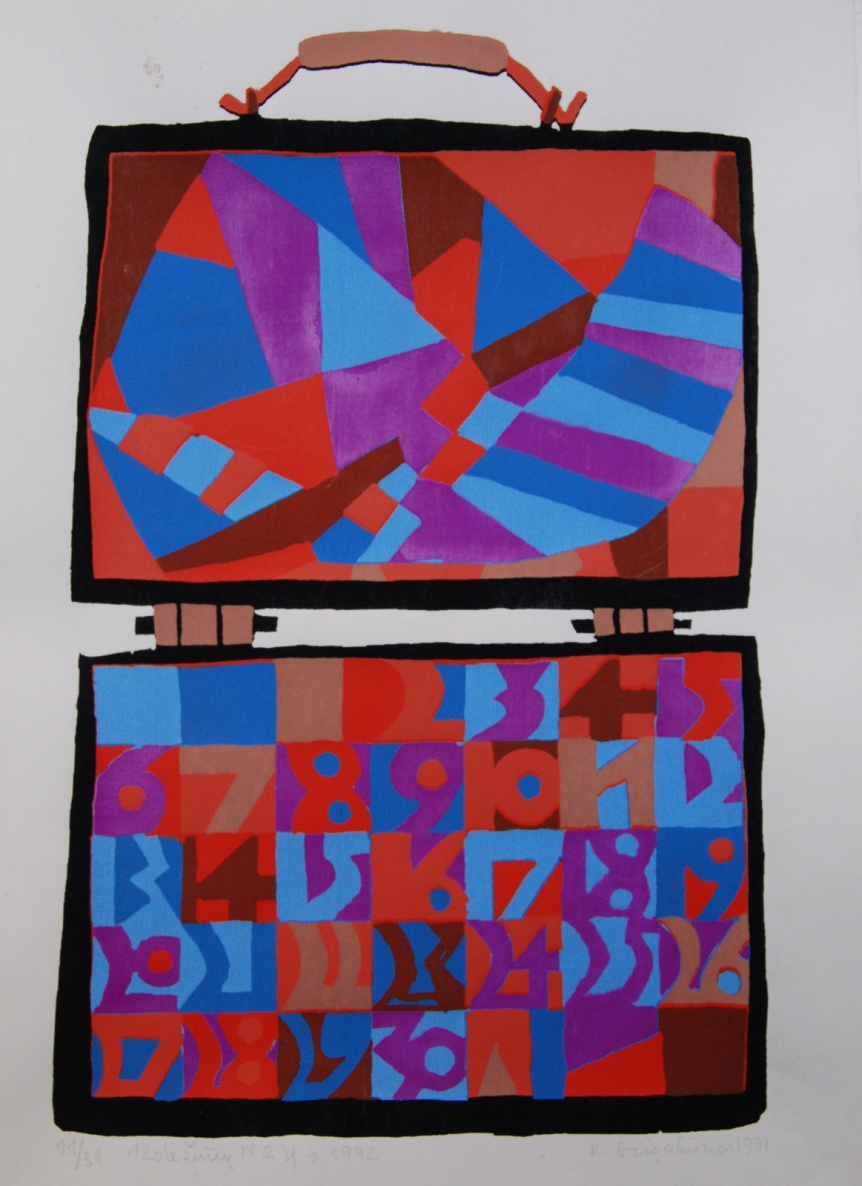 Dvylika dėžučių, Nr.4, 1992 sp., lino raižinys, 38x25cm