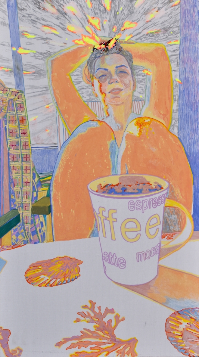 Freediverės išpažintis, 2024, drobė, akrilas, 80x45 cm 