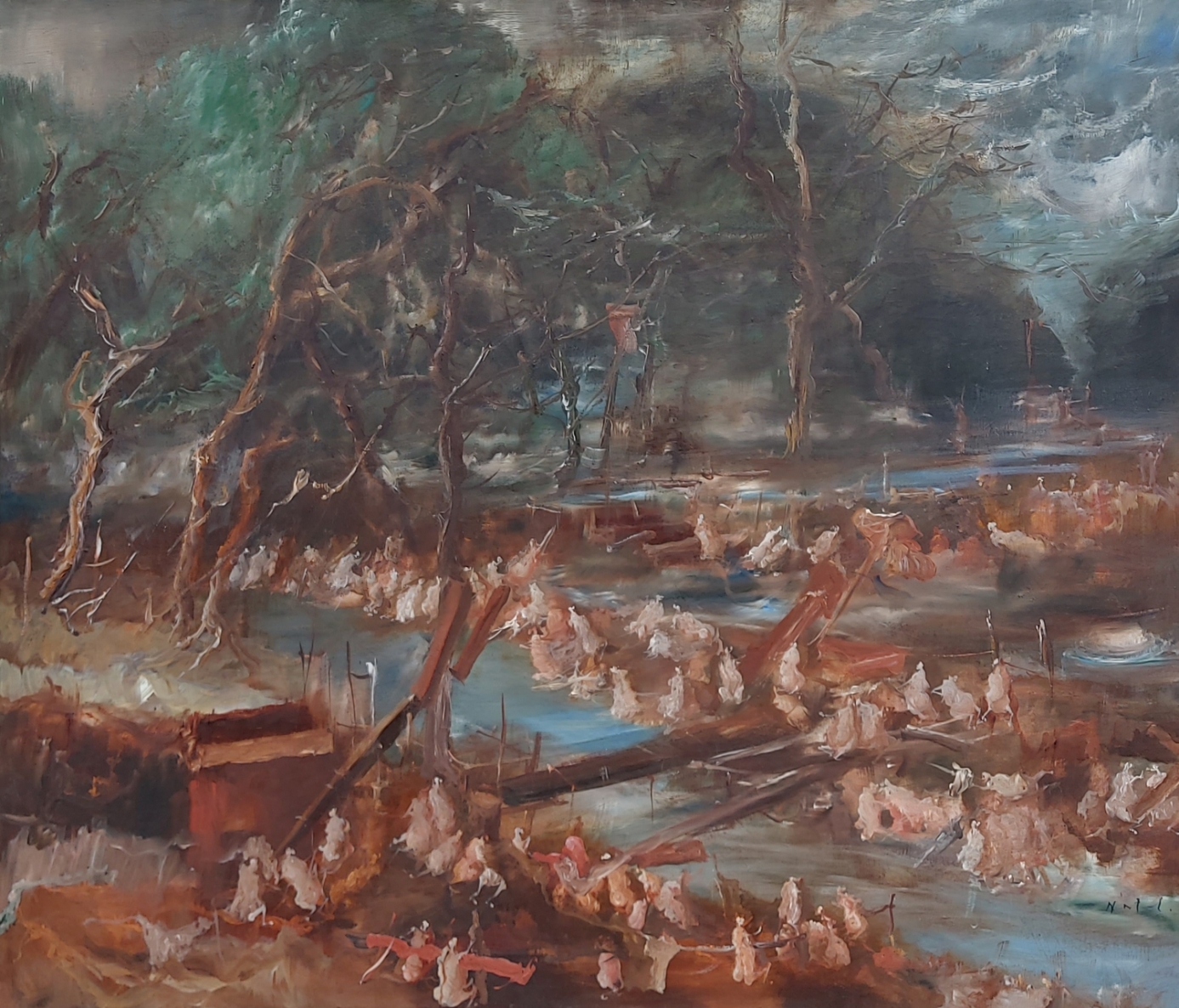 Galingi žmonės. Parko darbai, 2020, drobė, aliejus, 60x70 cm