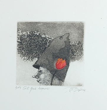 Flower by the Hat, 2004, etching, 9x9 cm, Ep. d. a.