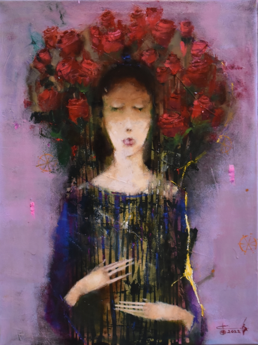 Gėlės mylimai moteriai, 2022, drobė, aliejus, 80x60 cm  
