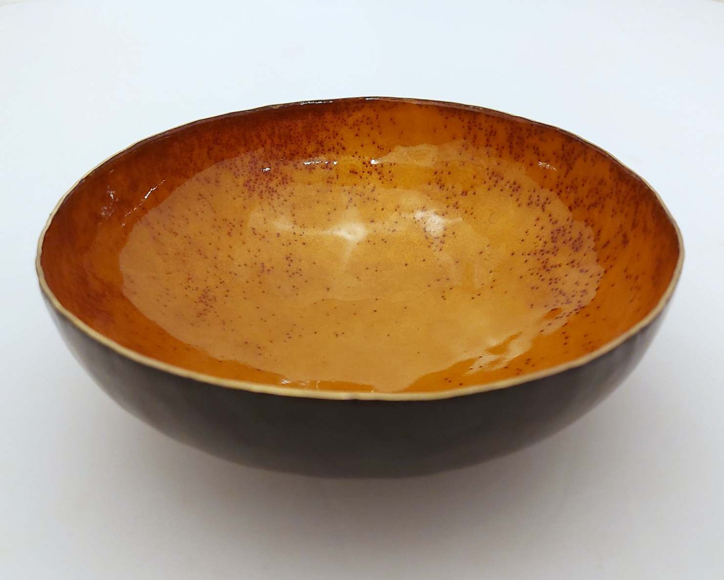 Yellow Large Vessel, 2016, copper, enamel, h 5.2cm, d 15cm