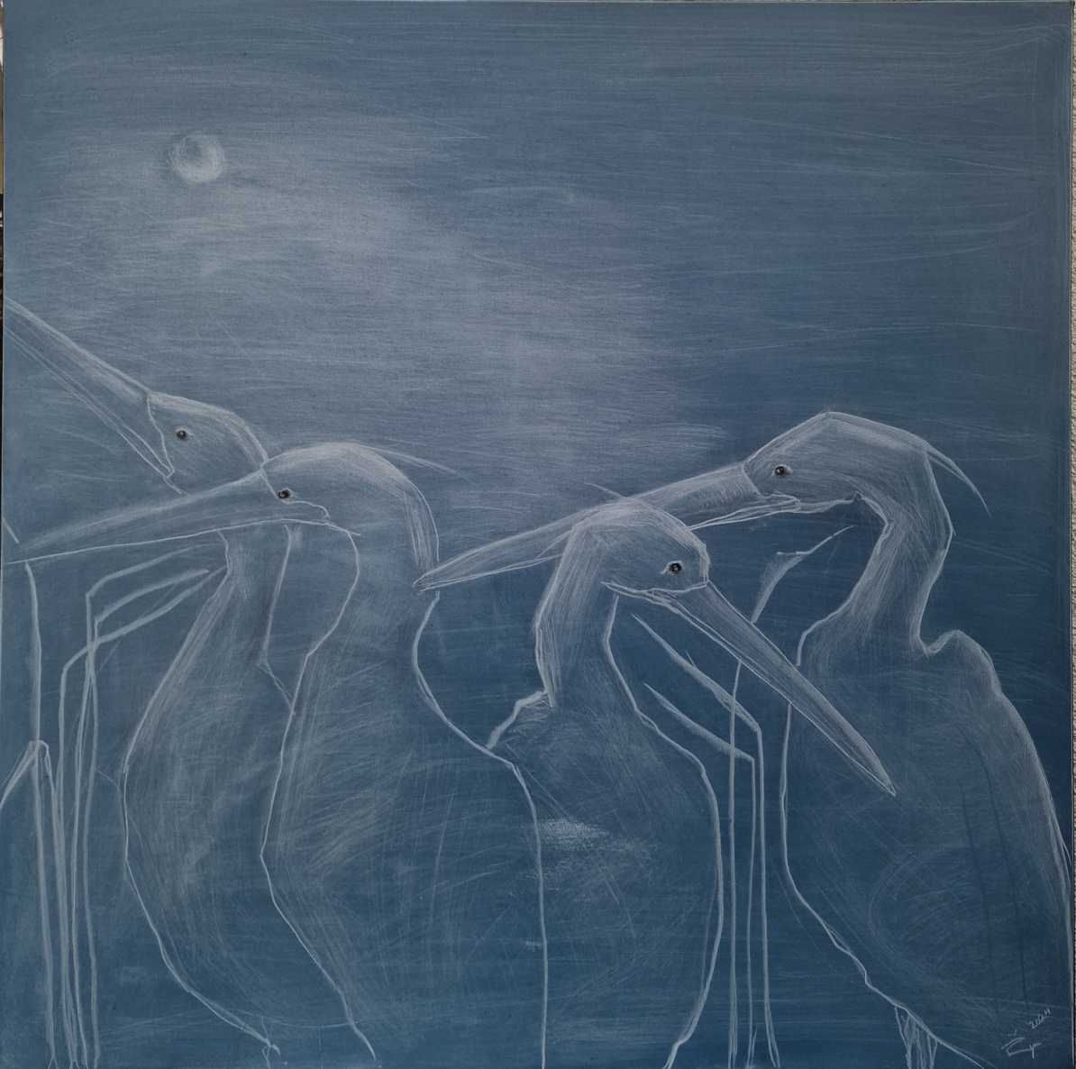 Gervės I , akrilas, drobė, 100x100 cm