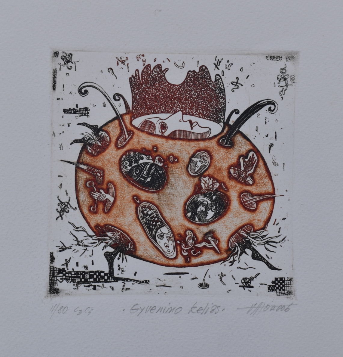 Gyvenimo kelias, 2006, ofortas, akvatinta, 13x12 cm(įrėmintas)