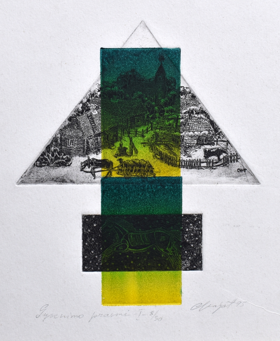 Gyvenimo prasmė I, 1995, ofortas, akvatinta, 14x12cm