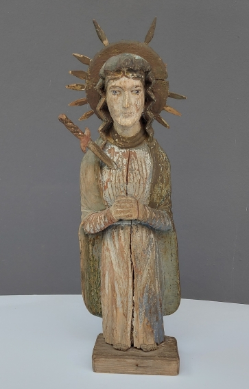 Švč. Marija Sopulingoji, XX a. pradžia, medis, polichromijos likučiai, drožyba, h 42,5x18x12 cm, 1/1
