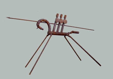 To the war, 2017, oxidized metal, 165x305x100 cm, 1/1