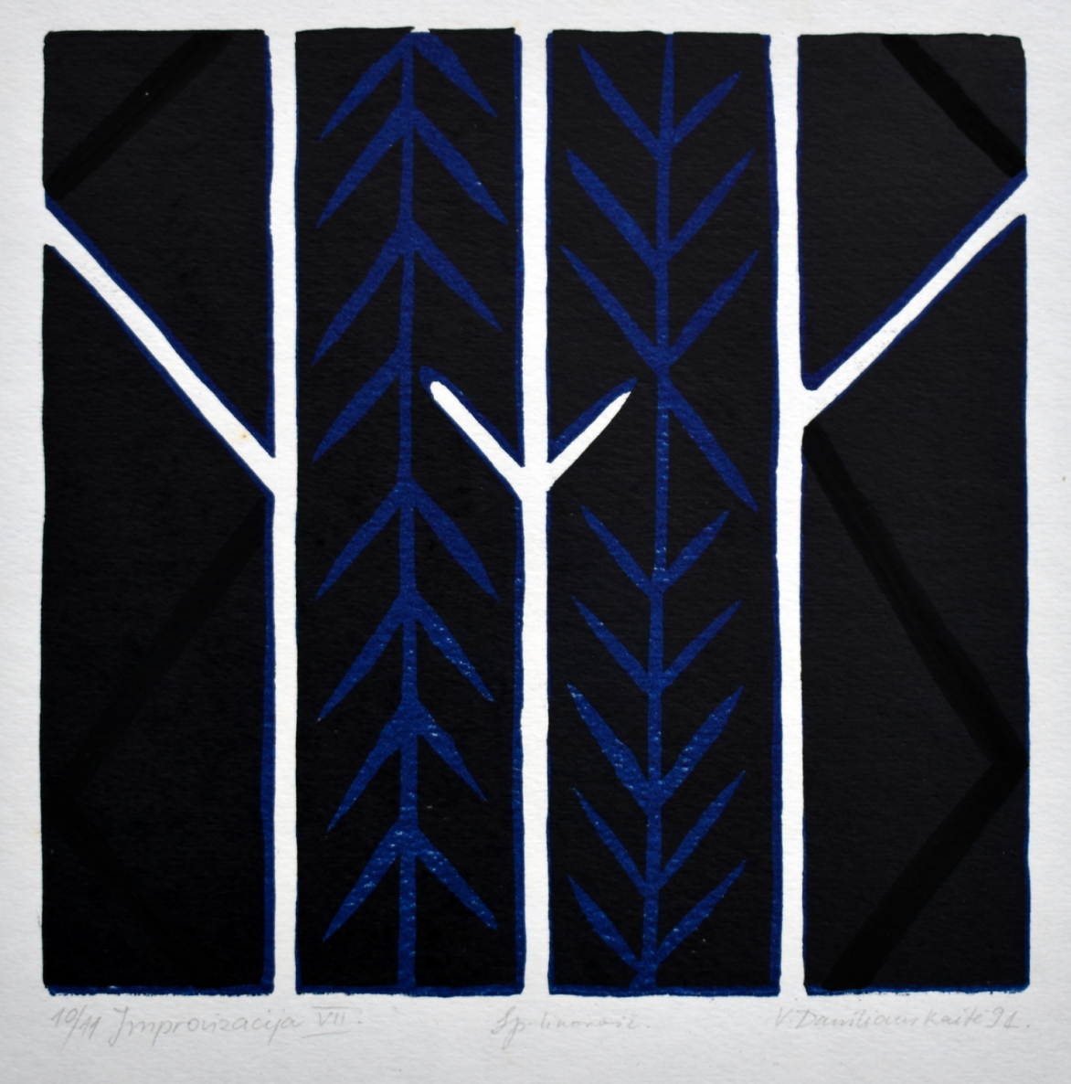 Improvisation VII, 1991, linocut, 21x21 cm