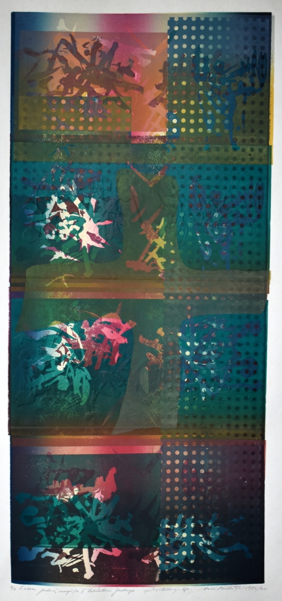 From the cycle of Magic of Movements. Sacred movement, 1983-90, embossing, 79x36cm