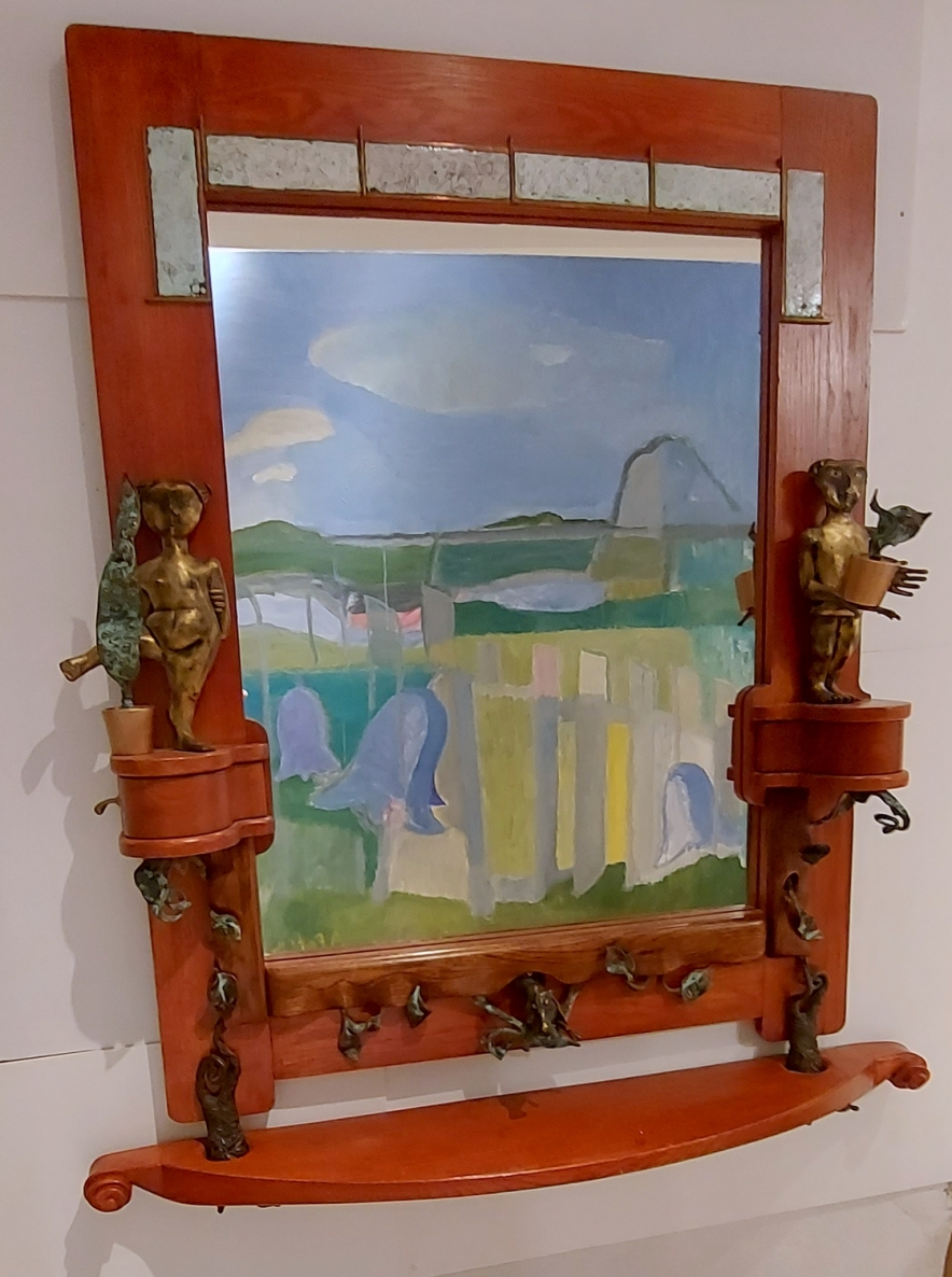 Jie ir augalai, 2024, bronza, medis, emalis, veidrodis, 115x100x17 cm, 1/1