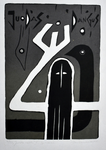 Juoda naktis II, 1992, lino raižinys, 25x18cm