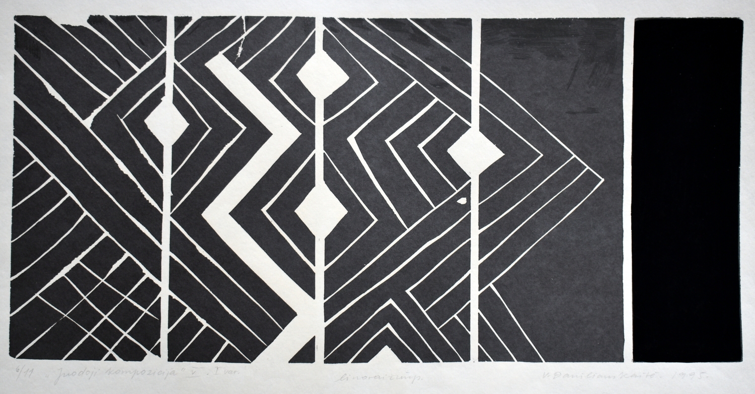 Black Composition V, 1995 linocut, 24x50 cm