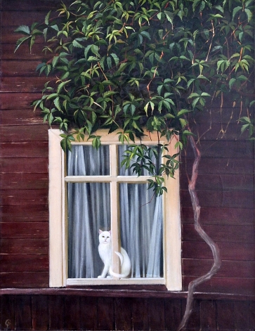 Katė ir kryžius, 2012, drobė, aliejus, 100x77 cm