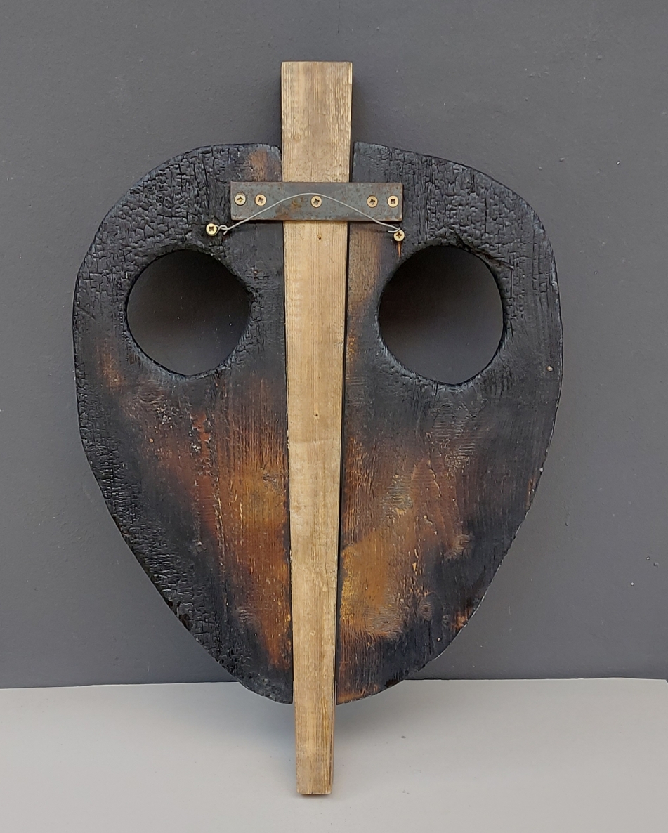 Mask, 2022, wood, metal, h 84x56x7 cm