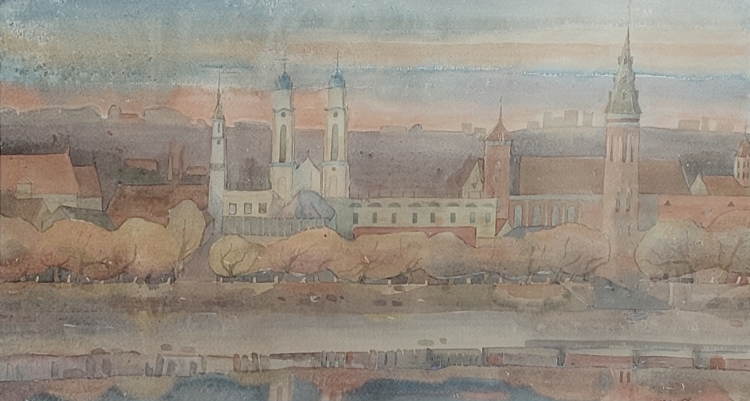 Kauno panorama, 1992, popierius, akvarelė, 39x71 cm