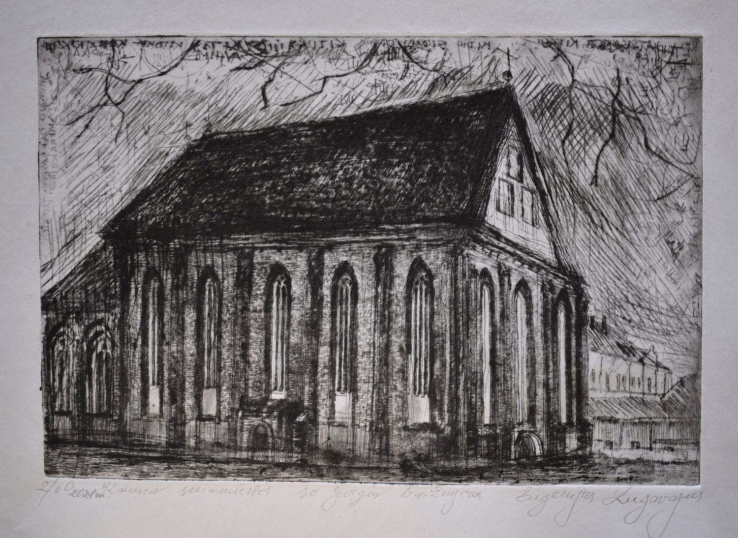 Kaunas Old Town. St. George's Church. 2021, etching, 22x31cm, 2/60