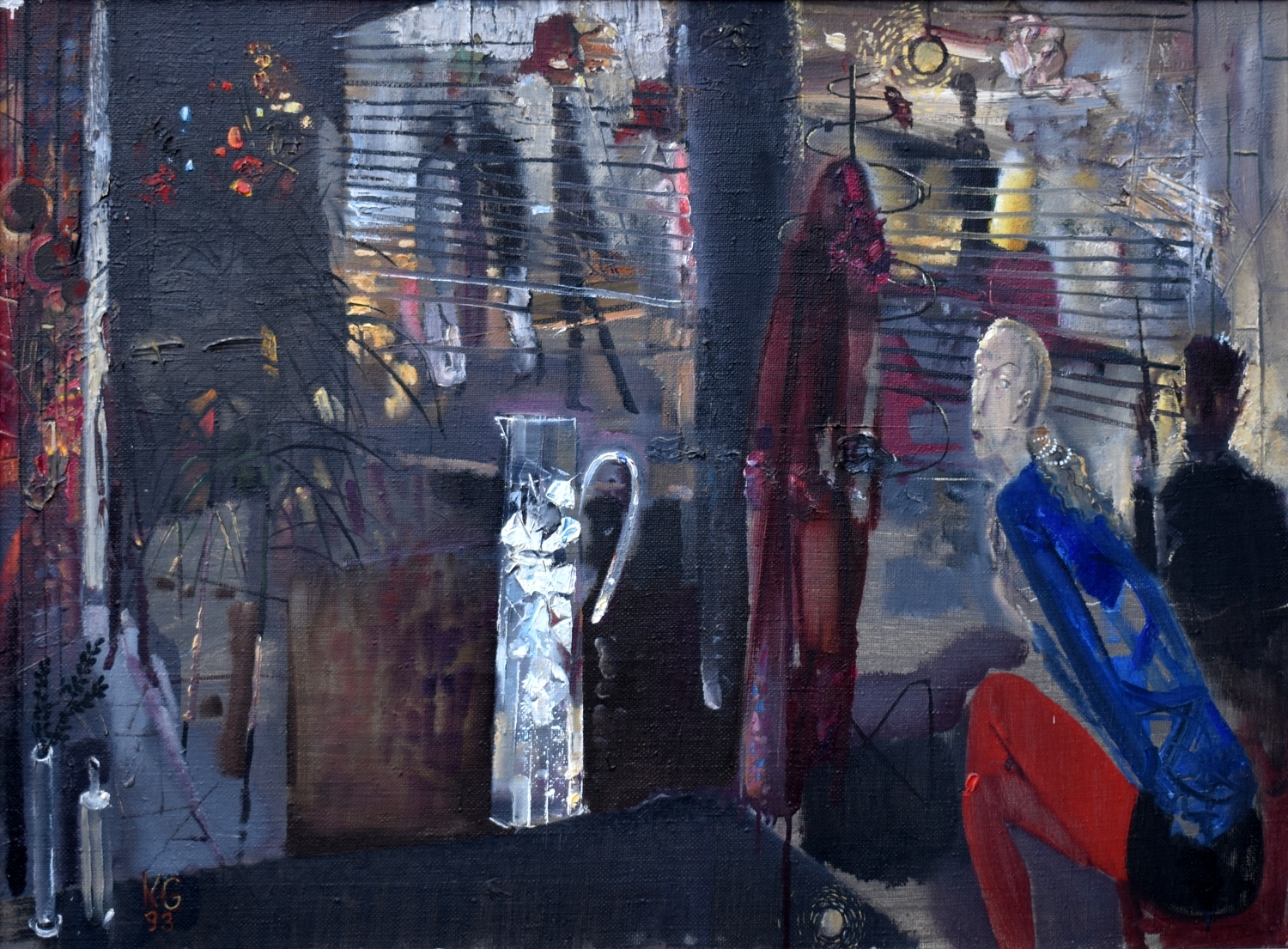 Kavinėje, 1993, drobė, aliejus, 60x81 cm, rėmas 66x87 cm