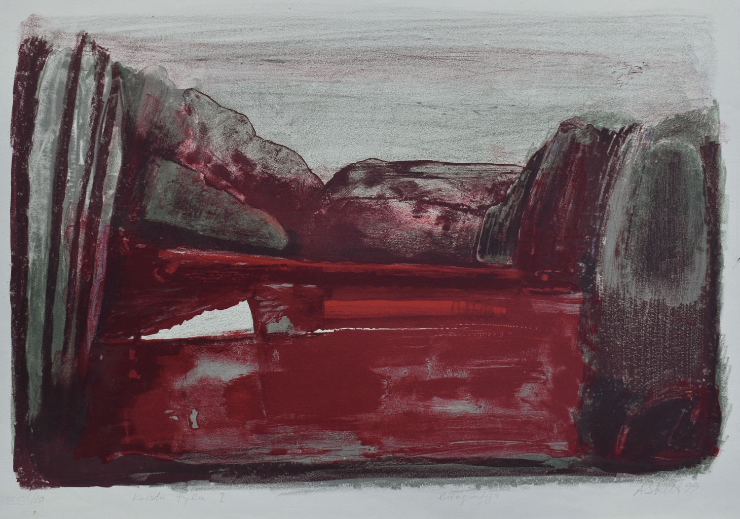 Keista tyla I, 1999, litografija, 43x63 cm, 1/10