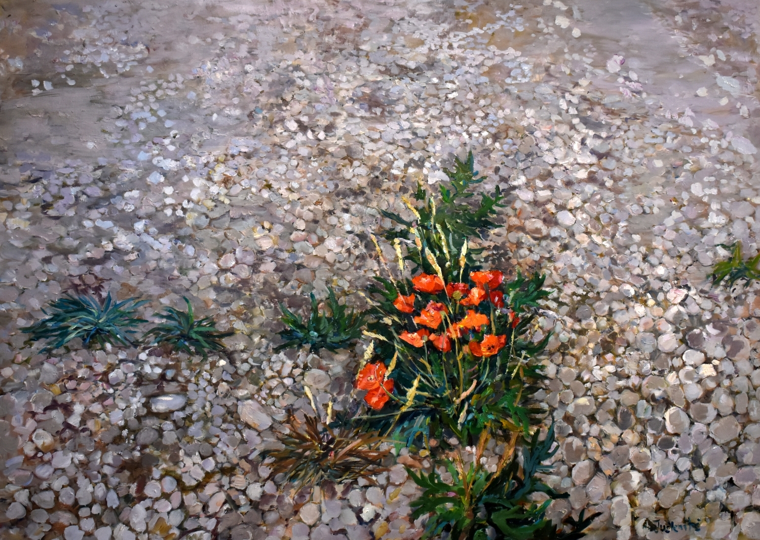 Kelio aguonėles, 2025, drobė, aliejus, 100x140 cm  