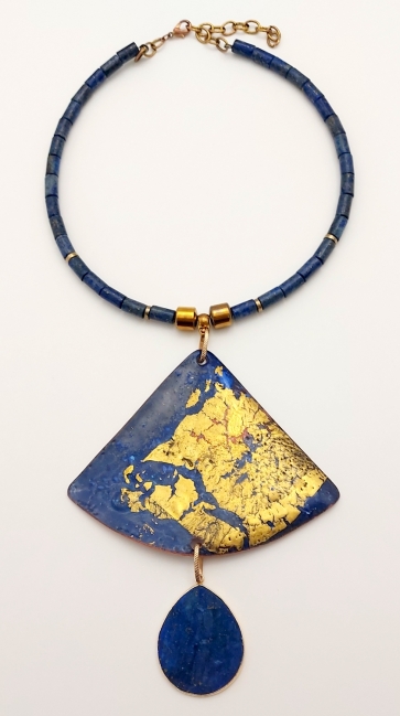 Kolje, copper, enamel, gilding, lapis lazuli, 9x10.5 cm, 1/1