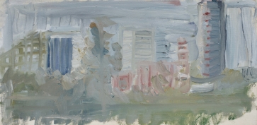 Konstitucijos prospektas nuo Tauro kalno, 2021, drobė, aliejus, 25x50cm