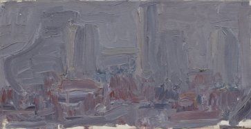 Konstitucijos prospektas nuo Tauro kalno, 2021, drobė, aliejus, 25x50cm