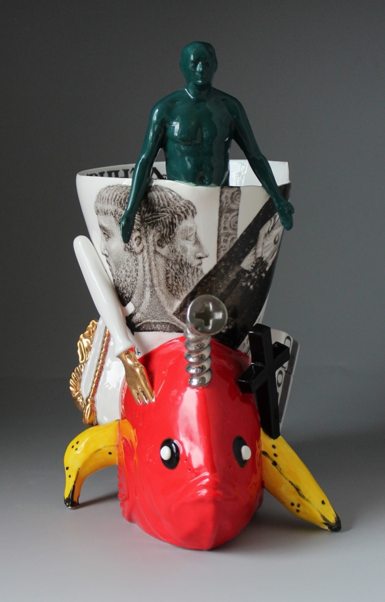 Kova ir poilsis, 2017, kaulinis porcelianas, viršglazūrinė tapyba, h 32x26x20 cm, 1/1