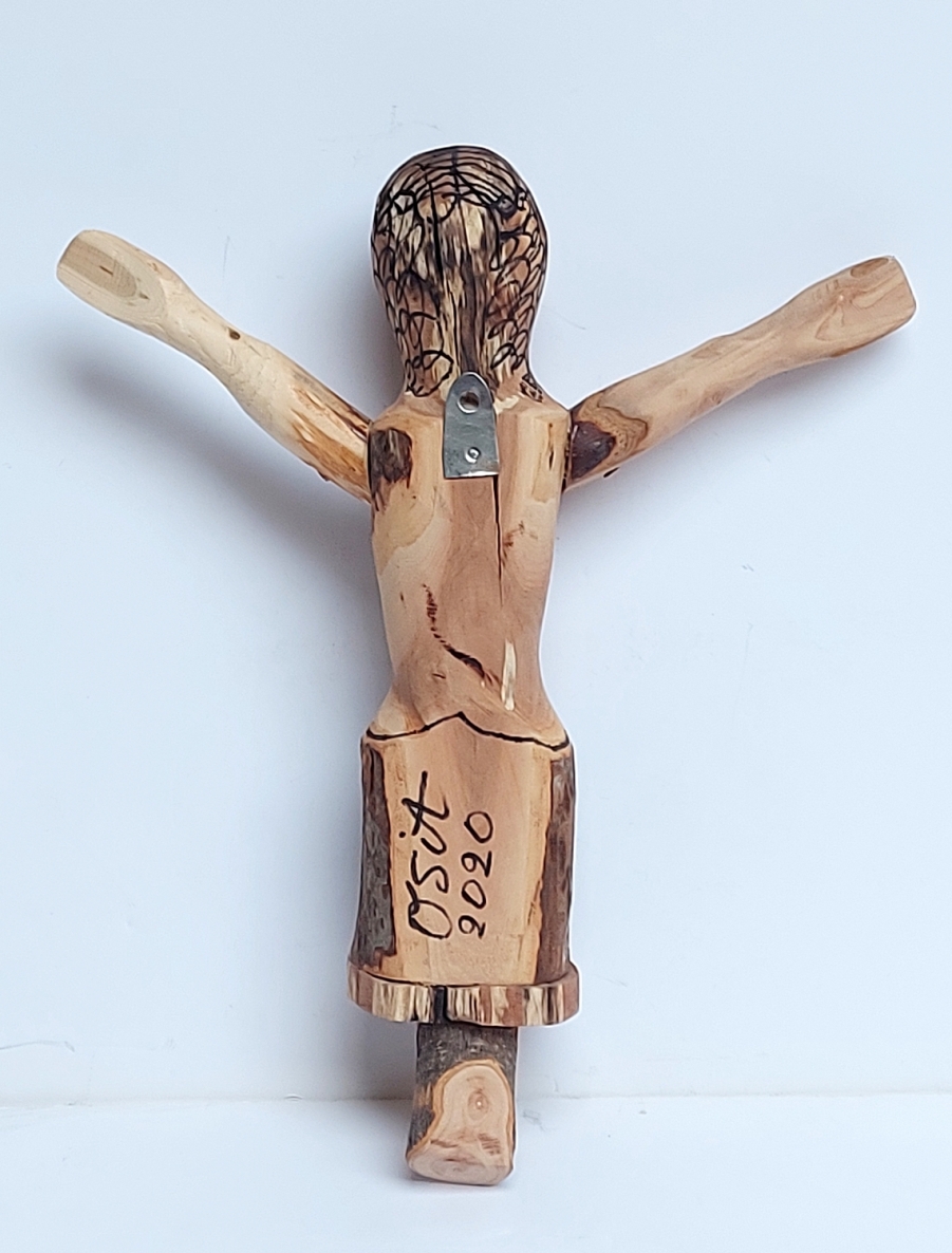 Christ, 2020, wood, marker, h 32x27x7 cm, 1/1