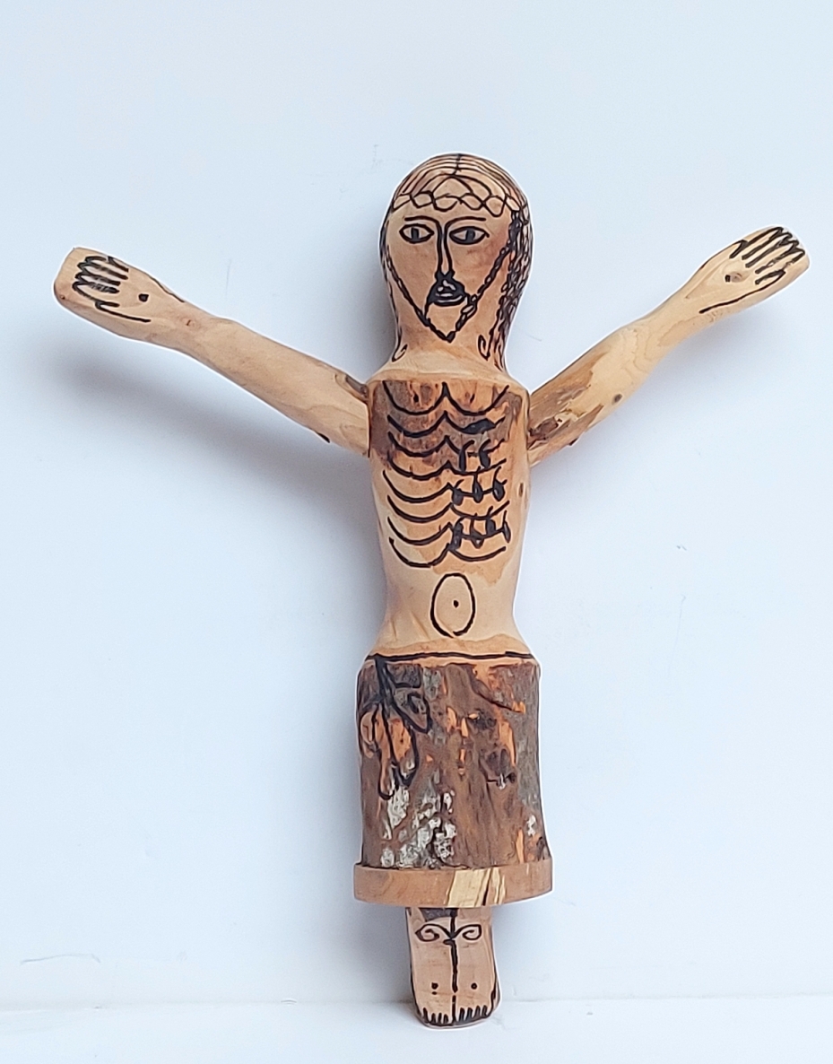 Christ, 2020, wood, marker, h 32x27x7 cm, 1/1