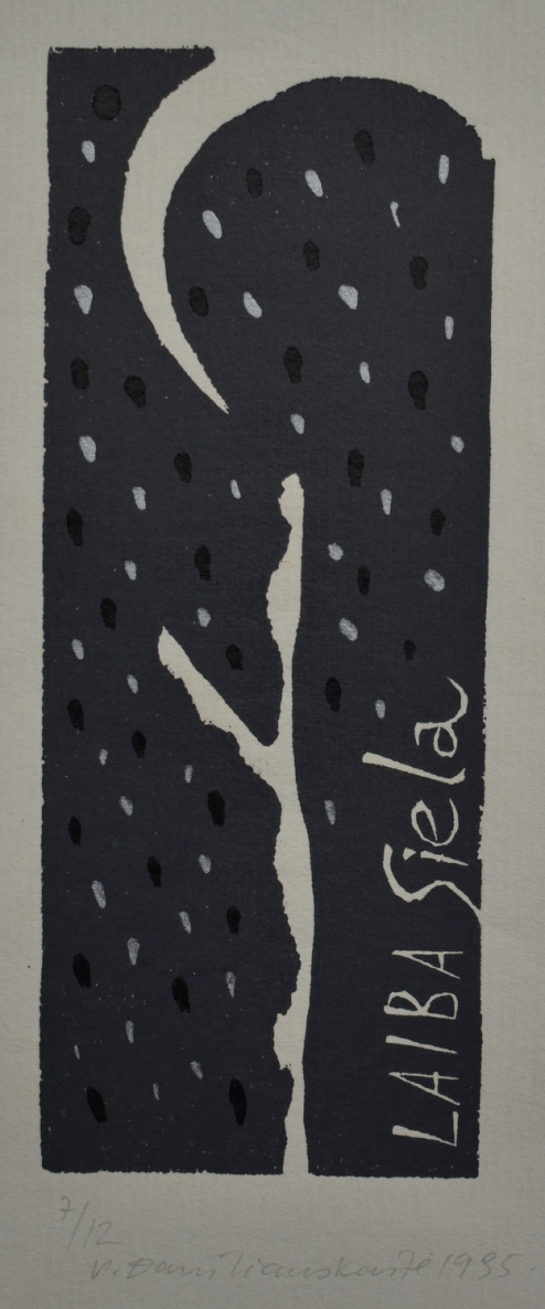 Gentle Soul, 1995, linocut, 15x6 cm