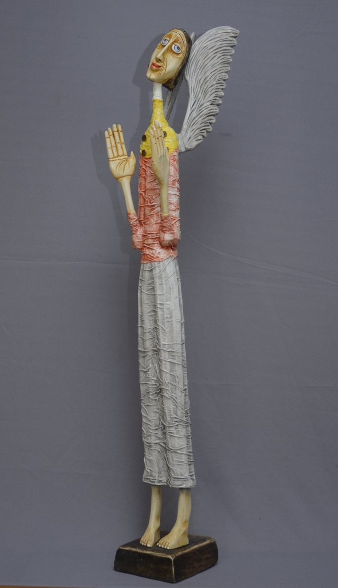 Laimės angelas, 2021, medis, mišri technika, h116x18 cm, 1/1
