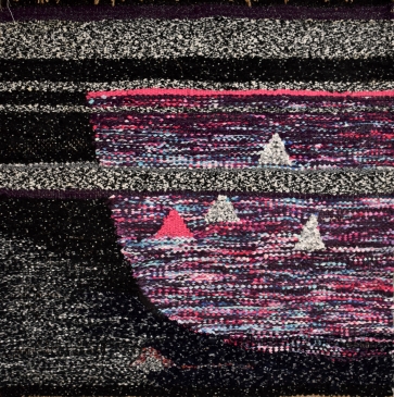 Laivai, 2021, gobelenas iš naudotos tekstilės, 65x64 cm