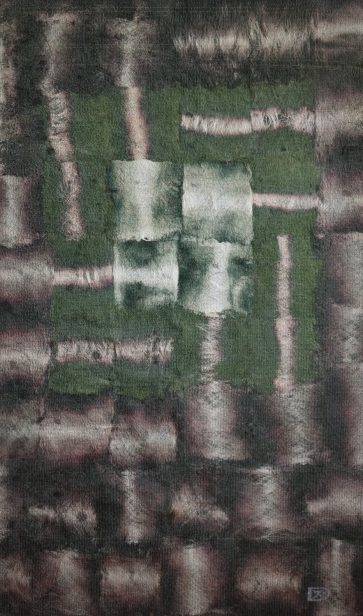 Langas, 1997, neaustinė technika, vilna, kapronas, 118x72cm