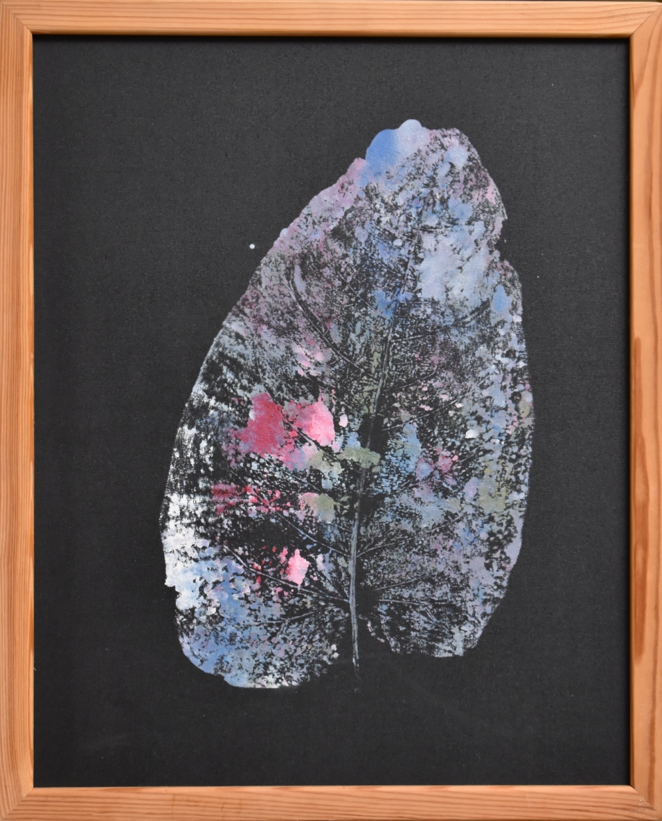 Lapas, 2020, monotipija, akrilas, drobė, 1/1, 50x40 cm