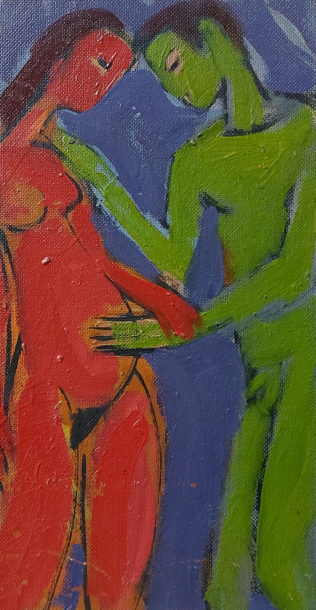 Waiting, 1991, oil, cardboard, 48x26 cm 