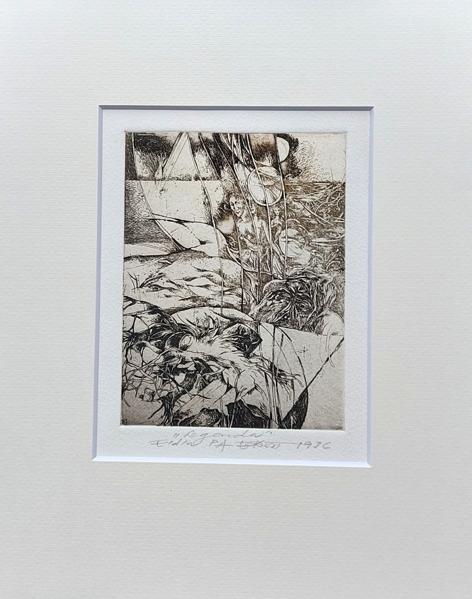 Legend, 1986, etching, 12x9 cm, e.d.a., passport size 25x20 cm