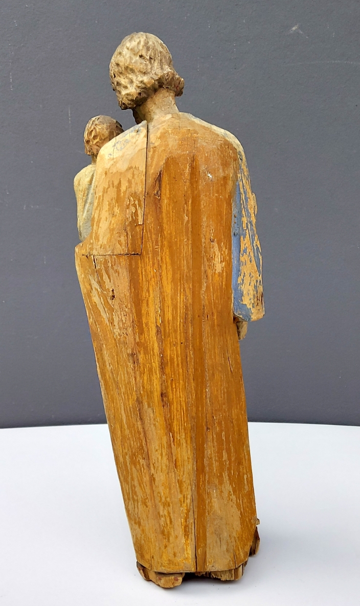 Šv. Juozapas, XX a pradžia, medis, polichromijos likučiai, drožyba, h 45,5x16x10 cm