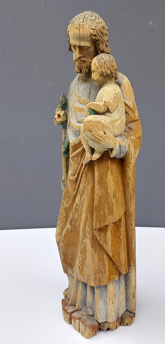 Šv. Juozapas, XX a pradžia, medis, polichromijos likučiai, drožyba, h 45,5x16x10 cm