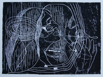 Lietaus bliuzas, 2022, lino raižinys, 51x67cm , 1/1