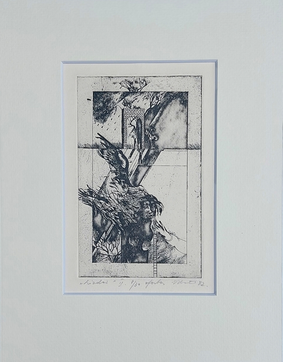 Nest II, 1982, etching, 8/30, 15x10 cm, mounted, 27x20 cm